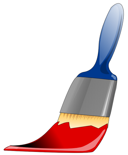 Pensel med rød maling vector illustrasjon