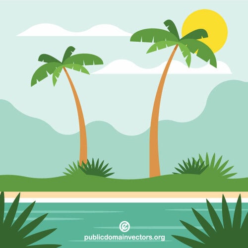 Tropisk ö med palmer