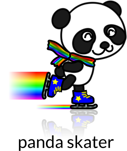 Vector de la imagen del patín trailpanda del arco iris