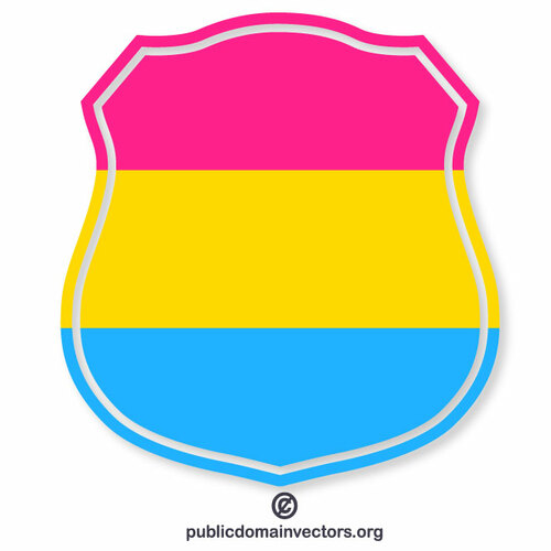 Panseksuaali lippukilpi siluetti