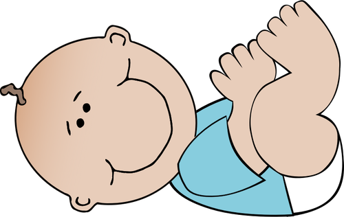Vektor gambar berbaring kartun bayi laki-laki