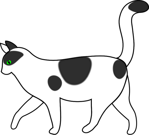 Witte kat lopen vector tekening