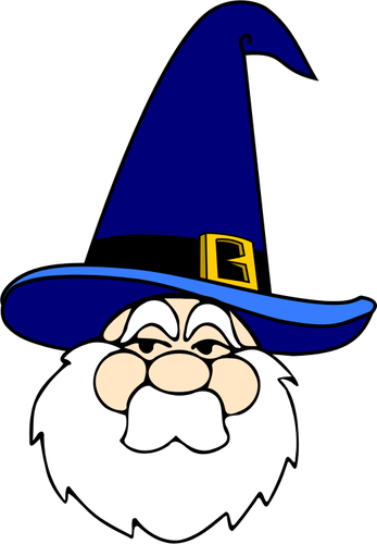 Vektor menggambar wizard manusia dengan topi biru