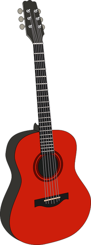 Gitar akustik dengan warna merah