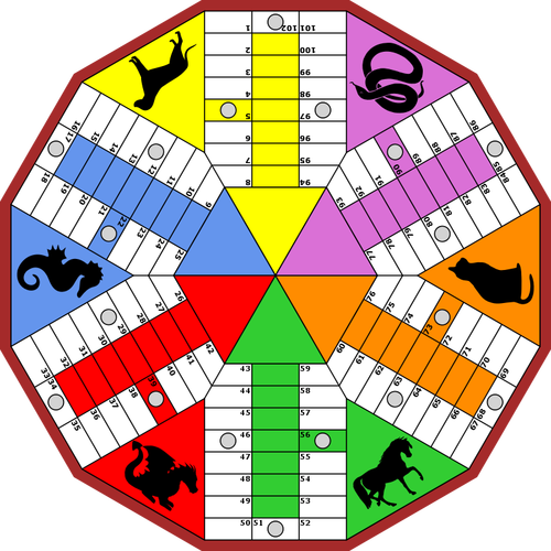 Vektor-ClipArt-Grafik des 6-Spieler-Parcheeis board
