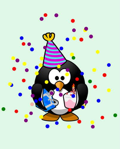 Vektorgrafik med färgglada pingvin födelsedagskort