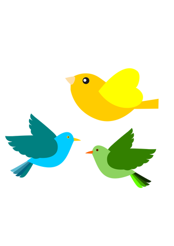 Clip-art de três diferentes aves voadoras