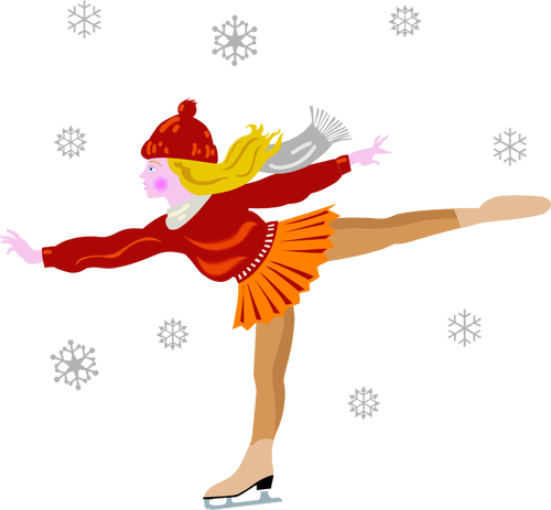 Vektor ClipArt-bilder av ice skating girl i kjol