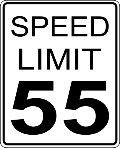 Ograniczenie prędkości 55 drogowskaz wektorowa