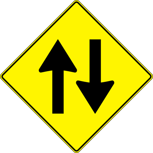 Lalu lintas dua arah roadsign vektor ilustrasi