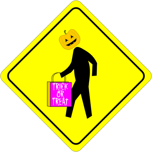 Halloween Fußgängerzone Vorsicht Zeichen Vektor-ClipArt