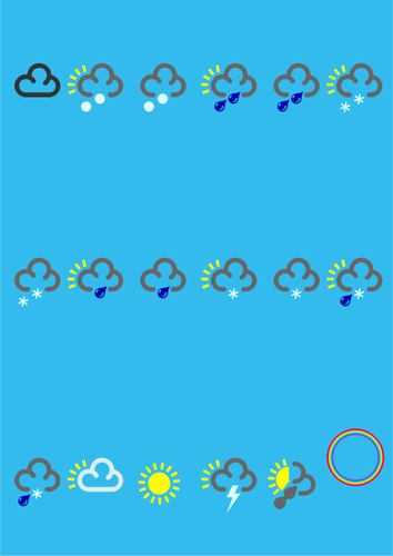 בתמונה וקטורית של סמלים צבע תחזית מזג האוויר