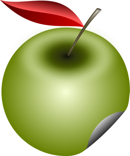 Vektor illustration av grönt äpple klistermärke