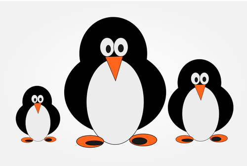 Tučňák rodinné Klipart v barvě