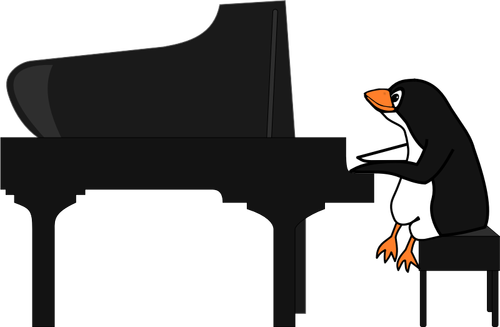 البطريق العزف على البيانو