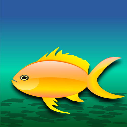 卡通黄金鱼在水中的矢量图