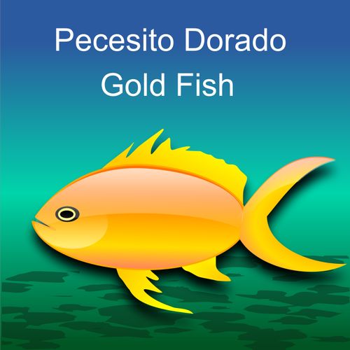Vektor Klipart lesklé zlaté ryby na zeleném pozadí