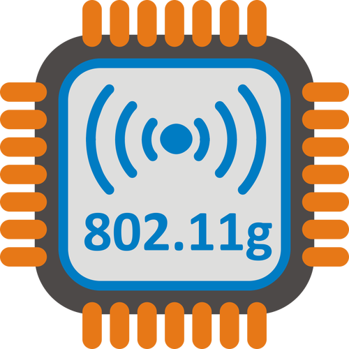 802.11g WiFi chip set ikon bergaya vektor klip seni