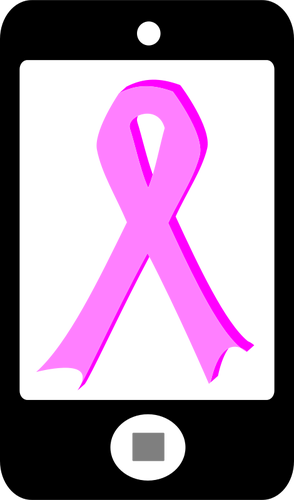 Pink ribbon on phone vector image