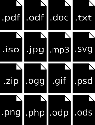 Ícones de tipo de arquivo de PC vector imagem