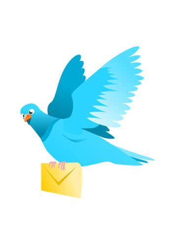 메시지를 전달 하는 비행 비둘기의 그림