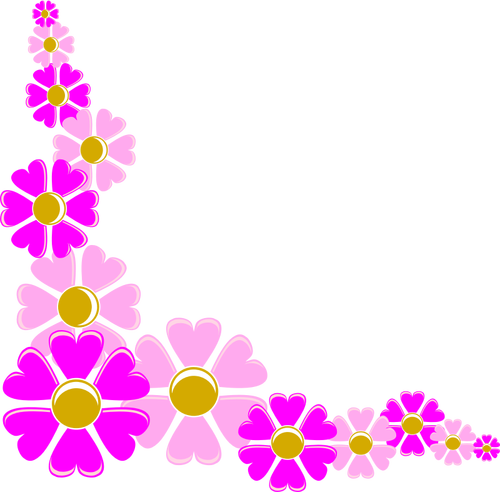 ピンクの花装飾コーナーのベクトル イラスト