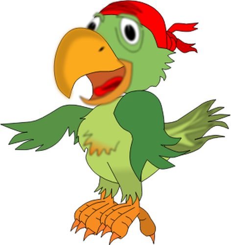 Ilustração em vetor de papagaio de pirata cantando