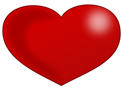 Červený lesklý Valentine srdce vektorové kreslení