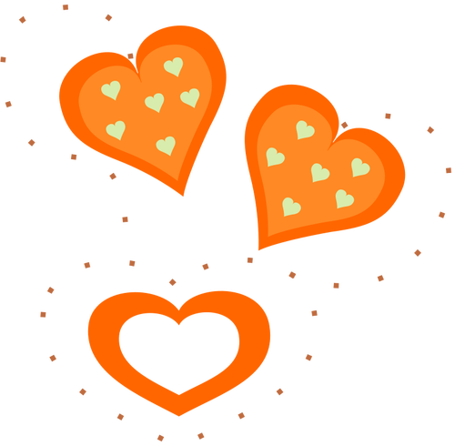 Desenho de corações dos namorados laranja vetorial