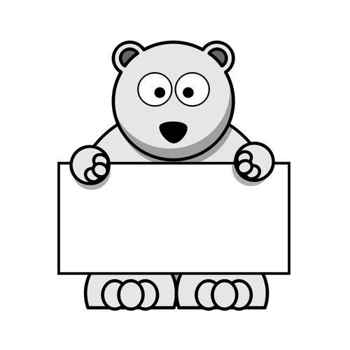 Urso polar segurando em branco placa de gráficos vetoriais