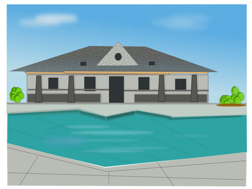 Ilustración de vector de villa junto a la piscina