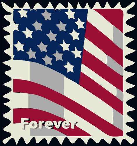 美国国旗邮政邮票矢量图