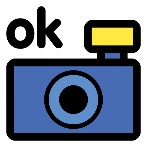 Foto cámara OK icono vector clip art