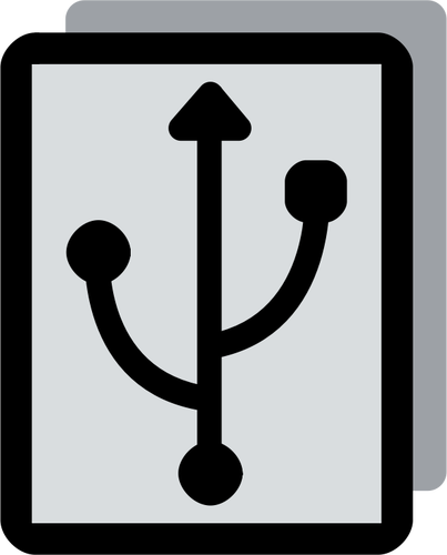 벡터 클립 아트의 회색조 USB 플러그 커넥터 레이블