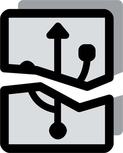 Grafika wektorowa z szarości złamane USB podłącz złącze etykiety