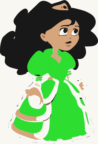 Vektor ClipArt-bilder av unga prinsessan i grön klänning