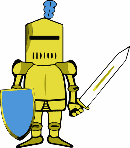 Vector drawing of classic knight in golden armor