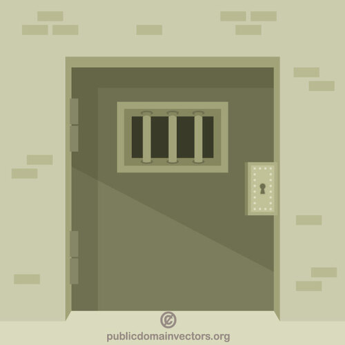 De stalen deur van de gevangenis