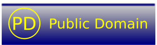 Public domain blauwe en gele badge vector illustraties