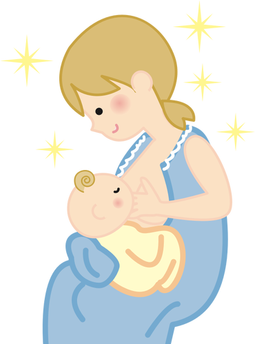 Madre y niño amamantado