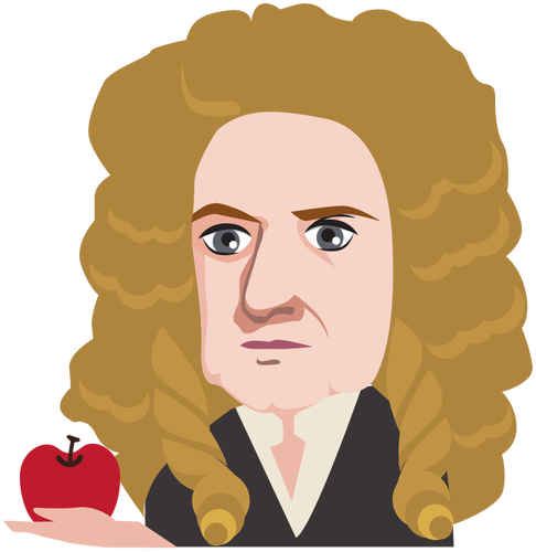 Sir Isaac Newton holding ett äpple