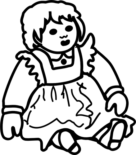 Ilustracja wektorowa zarys szykowny lalka