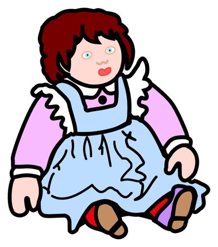Obrazu kolorowego siedzi lalka