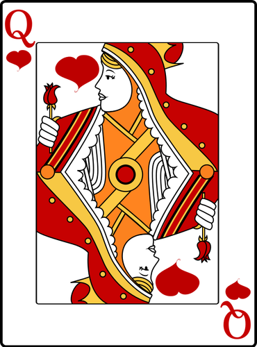 Koningin van hart speelkaart vector tekening