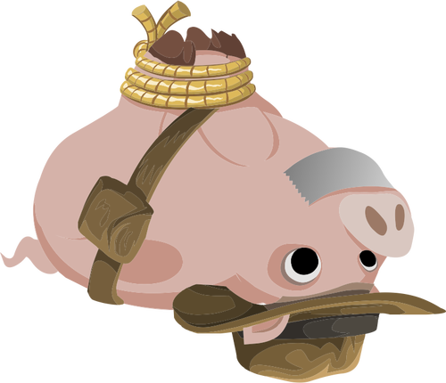 Векторная иллюстрация свиньи вниз головой