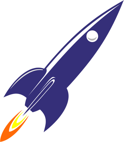 Retro 60s raketa při startu vektorový obrázek