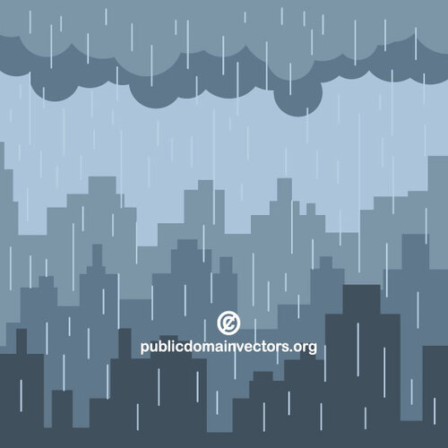 La pluie dans l’illustration de vecteur ville