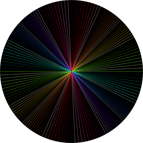 Vector image of rainbow light in dark line art