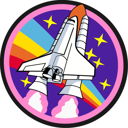 Distintivo de foguete de arco-íris
