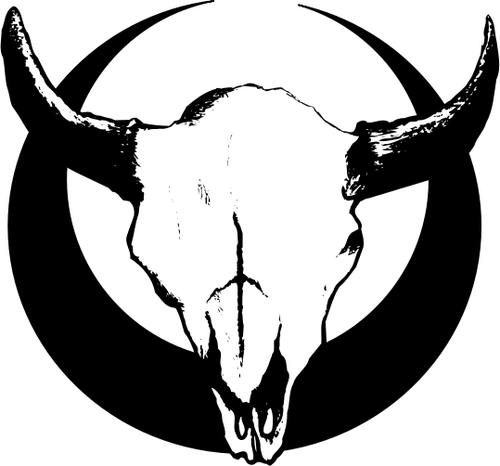 Crânio de touro na imagem de vetor do círculo do motivo